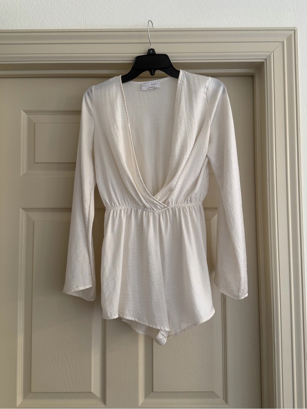 Audrey 3 + 1 Cream Satin Romper